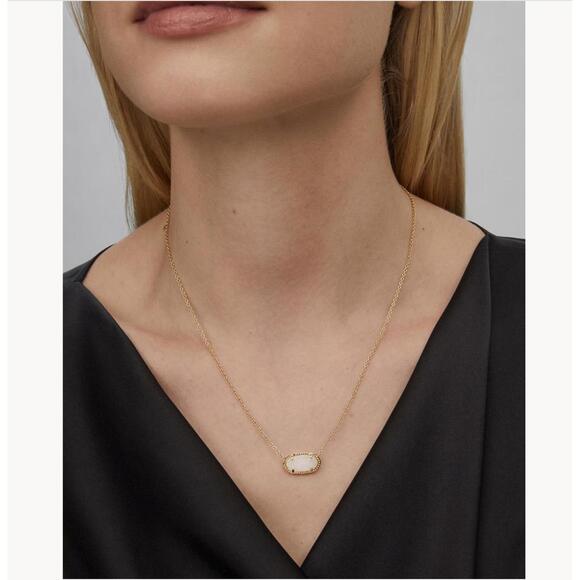 Kendra Scott Elisa Iridescent Drusy Crystal Pendant Necklace 14K GP - Picture 3 of 7